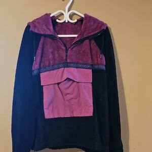 ASOS Two-Tone Teddy Jacket in Pink and Black